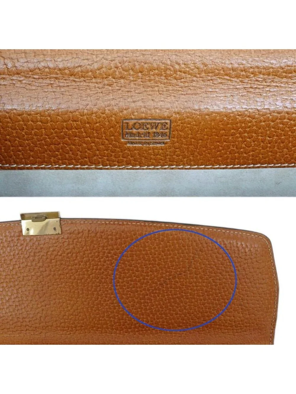 Loewe Business Light Brown Gold Anagram Leather Briefcase